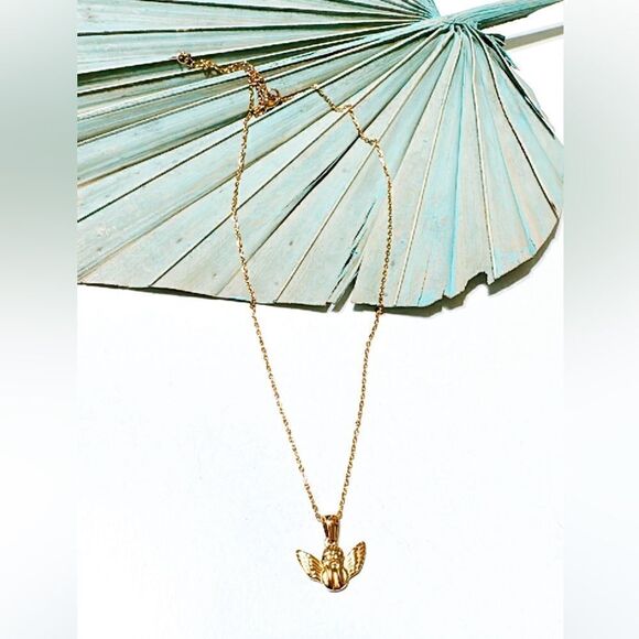 Gold angle necklace M373 - Picture 3 of 4